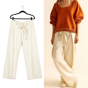 Free People We The Free Boho Slouchy Dunes Wide-Leg Jeans Pants in Ecru Cream 26